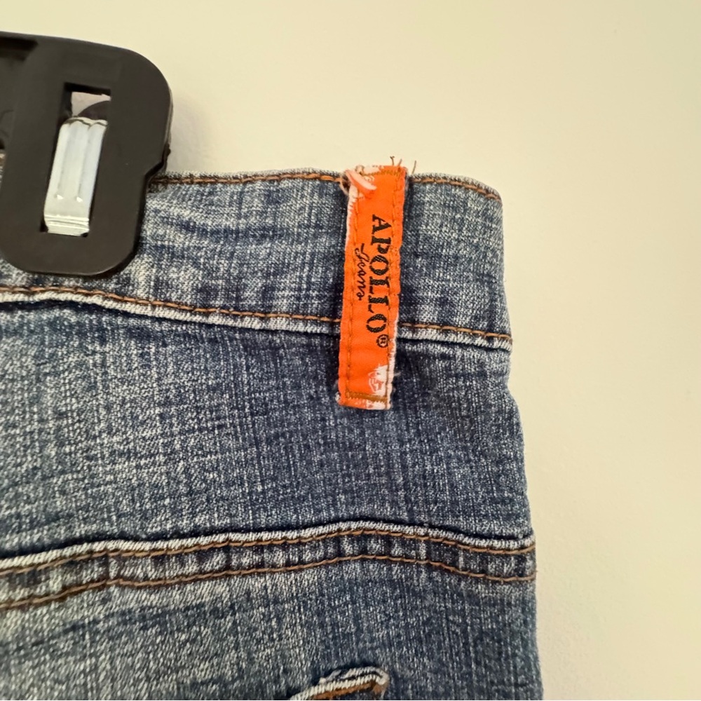 Apollo Jeans Bootcut Blue‎ Denim Rhinestone Embellished Distressed Women’s 18 - Picture 6 of 13